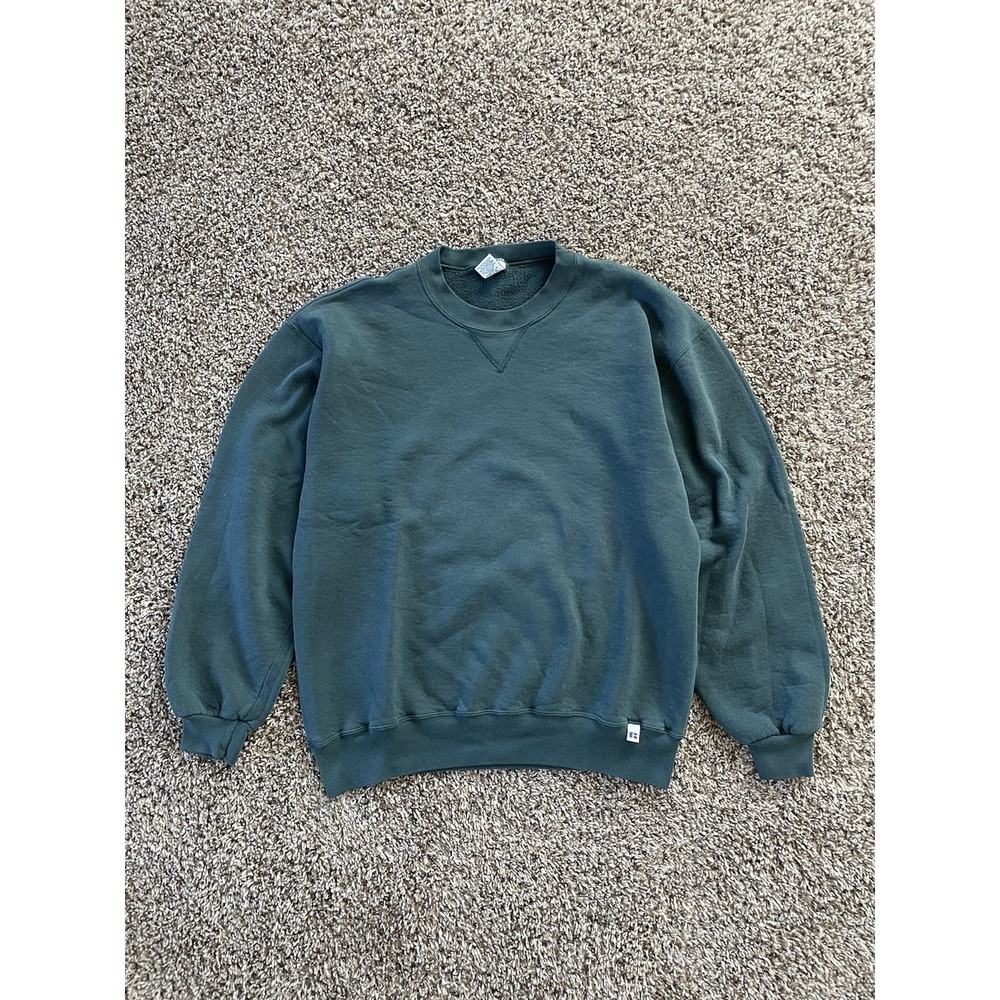 Vintage Russell Athletics Plain Crewneck Sweatshirt Men's Pullover Teal Large